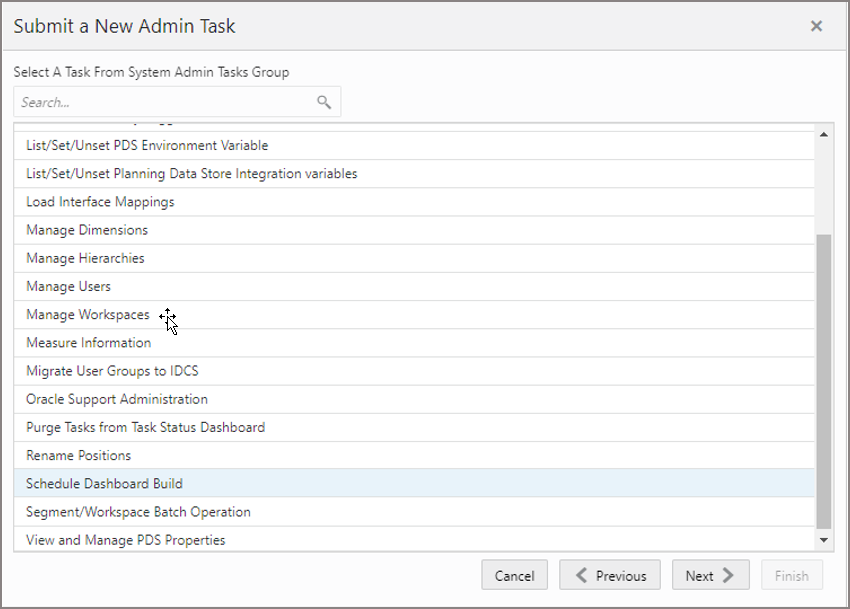 This image shows Schedule Dashboard Workbooks task.