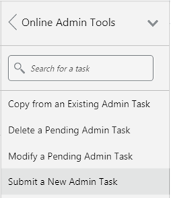 This image shows the Administration Tasks.