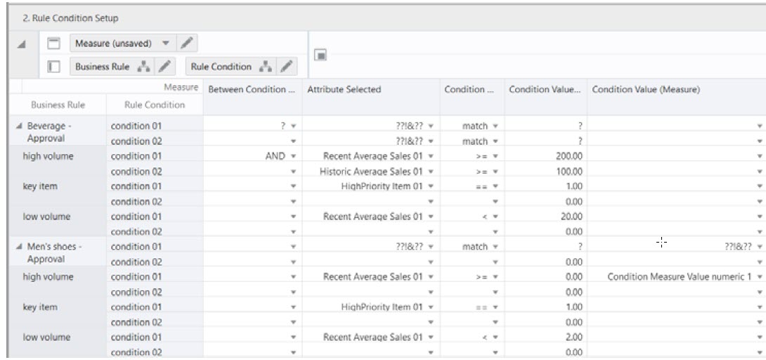 Rule Condition Set up View