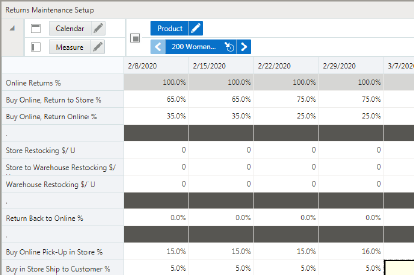 Returns Maintenance Setup View
