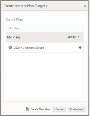 Create Merch Plan Targets Dialog