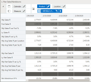 Plan Sales/Markdowns View