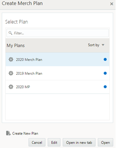 Create Merch Plan Dialog