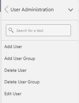 This figure shows the User Administration choices.