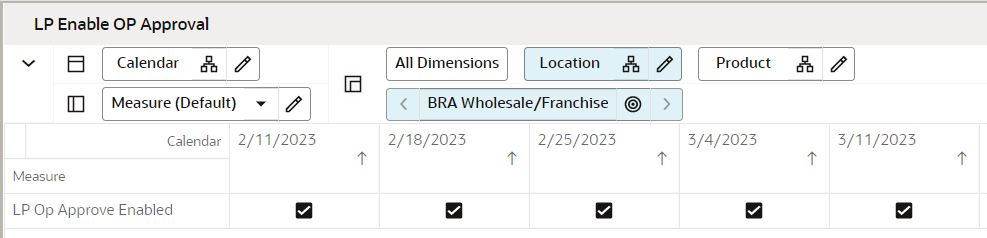 LP Enable OP Approval View