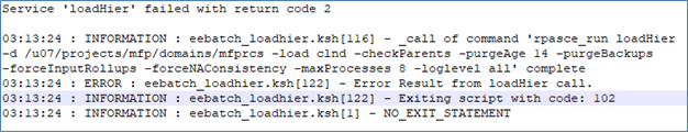 This image shows an example of a log showing an error.
