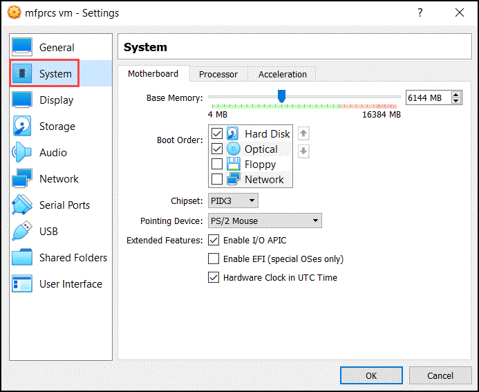 System Memory Slider