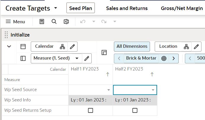 Create Targets - Seed Plan: Initialize View