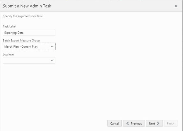 This figure shows the selection of an export measure group.