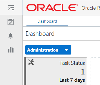 This figure shows the location of the Administration Dashboard selection.