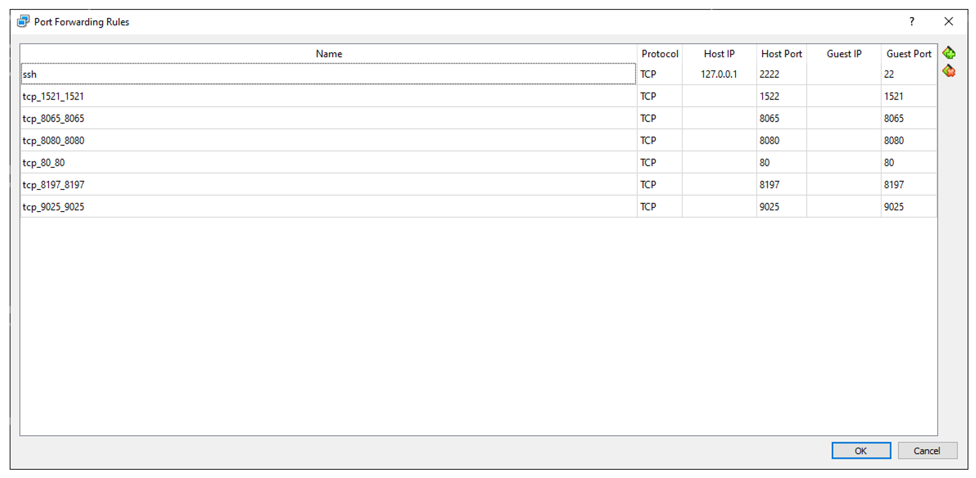 Port Forwarding Rules Window