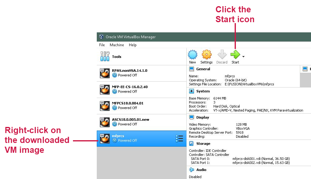 Starting the VM Image