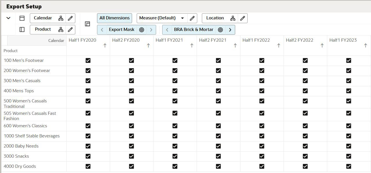 Export Setup View