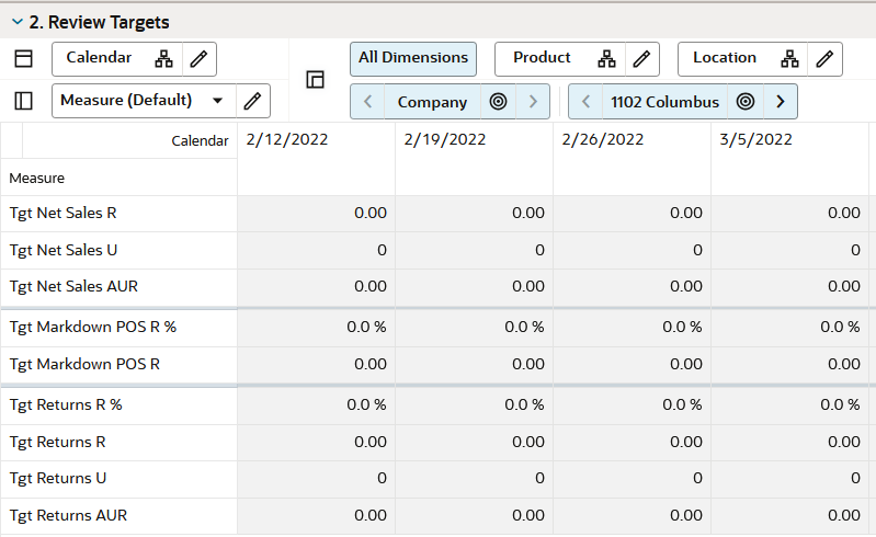 Review Targets View