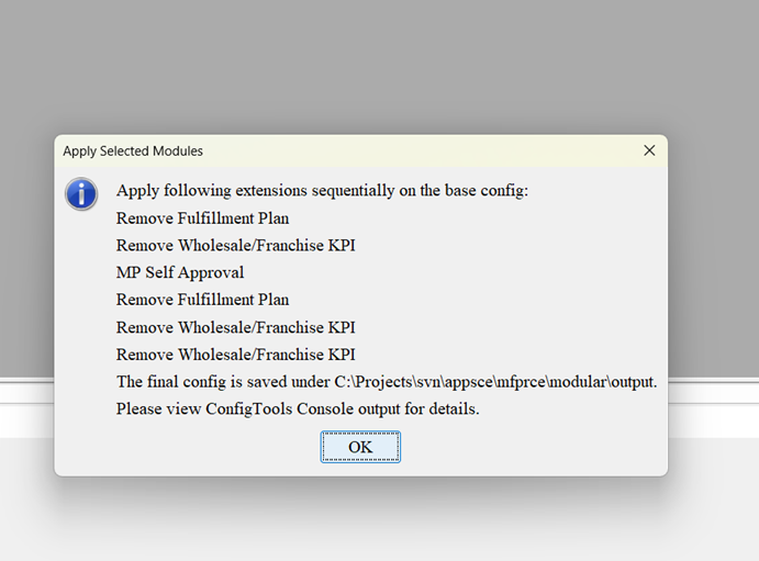 Confirm the Selected Modules
