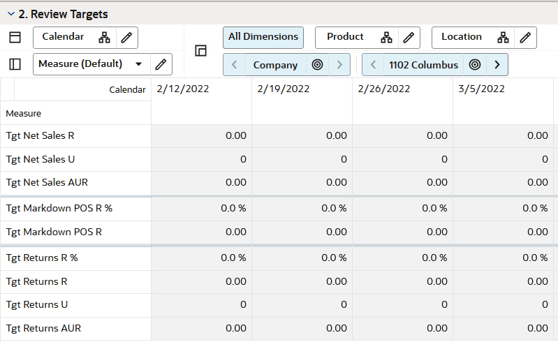 Review Targets View Review Targets View