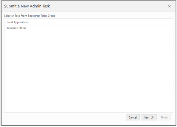 This figure shows the selecting the build application task. This figure shows the selecting the build application task.