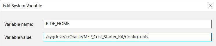 This image displays an example of RIDE_HOME Variable