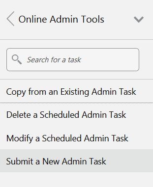 This figure shows the Administration tasks. This figure shows the Administration tasks.