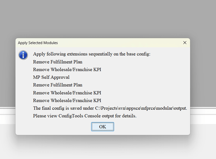 Confirm the Selected Modules Confirm the Selected Modules