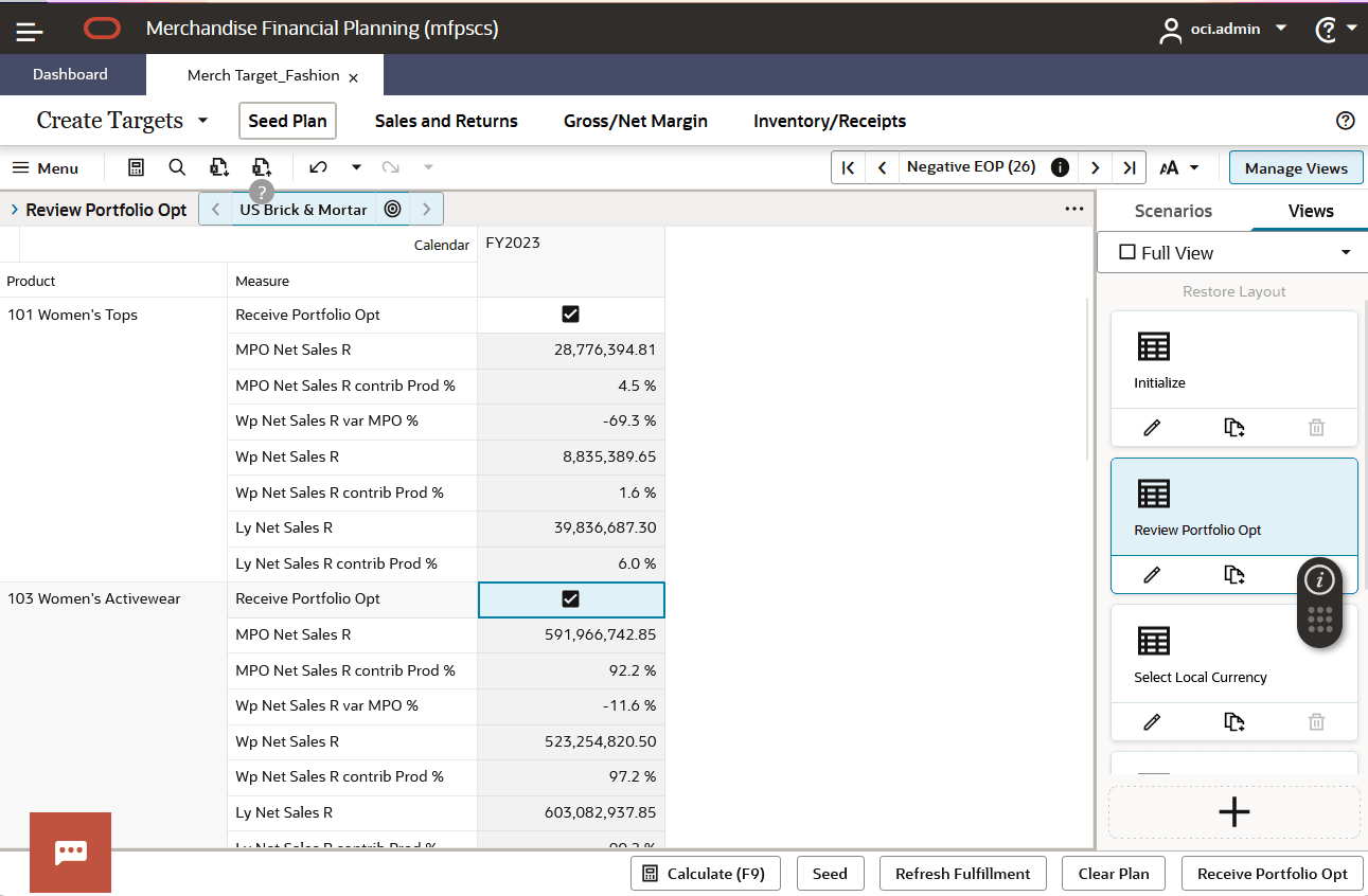 Review Portfolio Opt View
