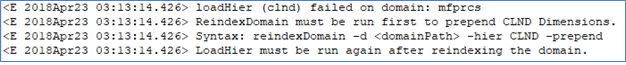 This image shows an example of a log showing the cause of the error.