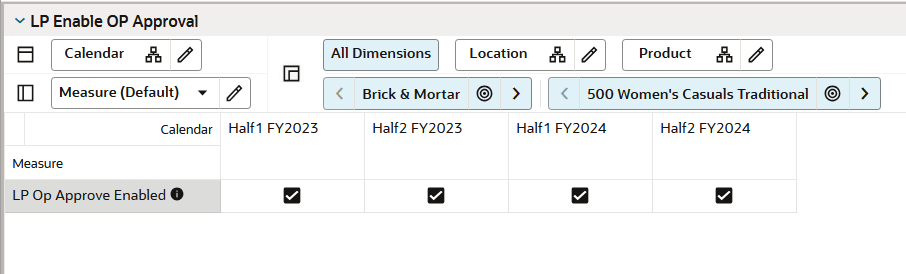 LP Enable OP Approval View LP Enable OP Approval View