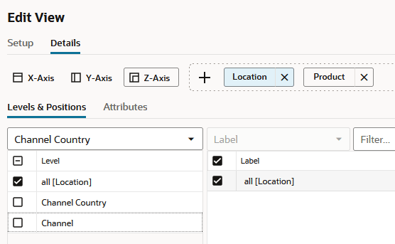 Location Dimension Selection Window Location Dimension Selection Window