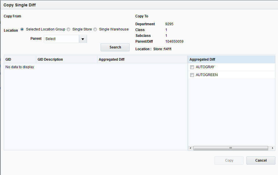 The copy single diff window