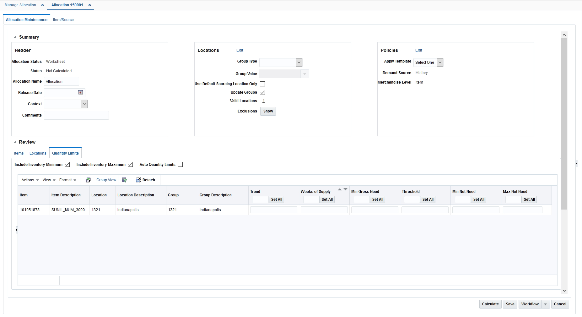 Allocation Maintenance Window