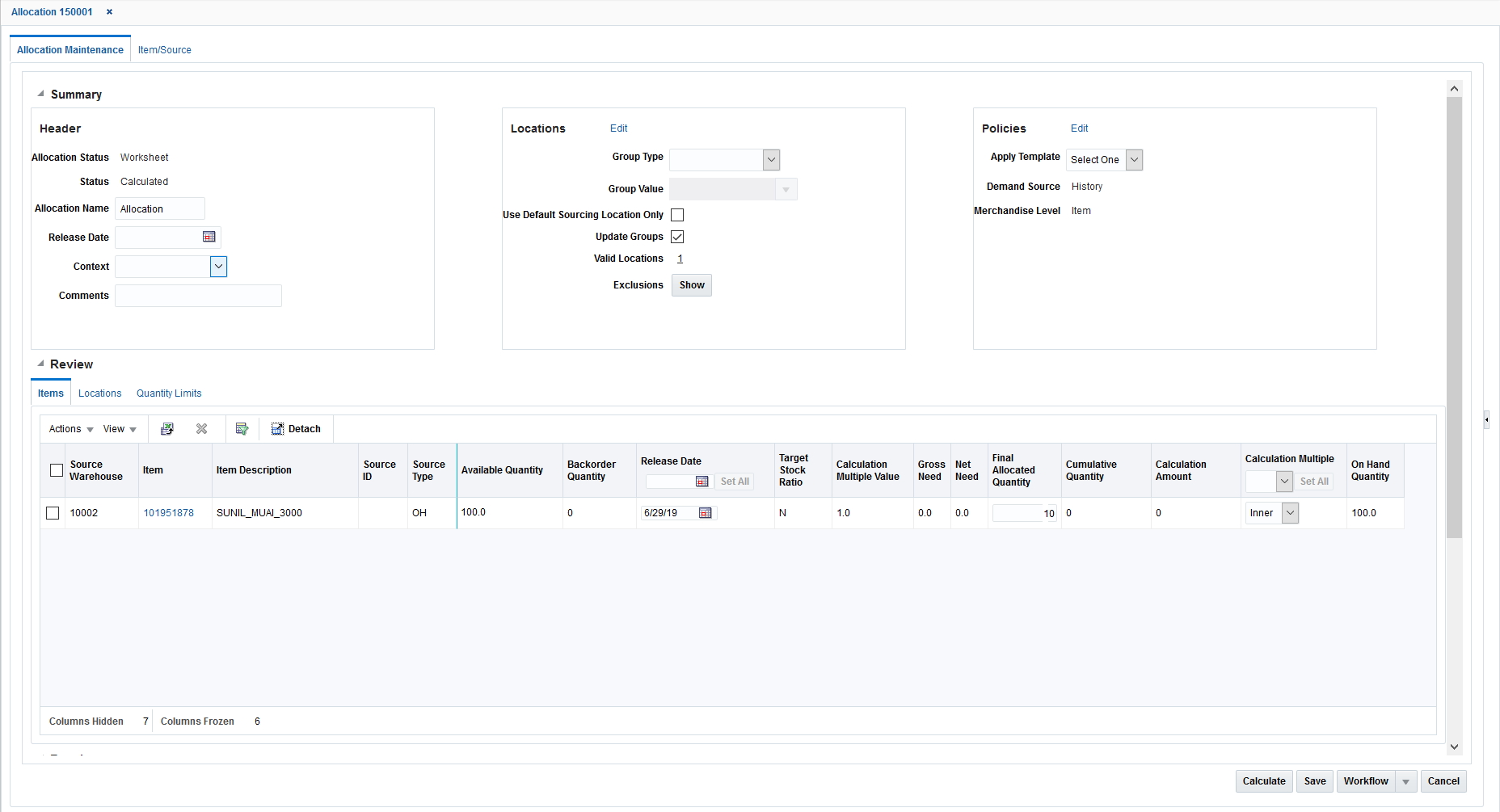 Allocation Maintenance Window