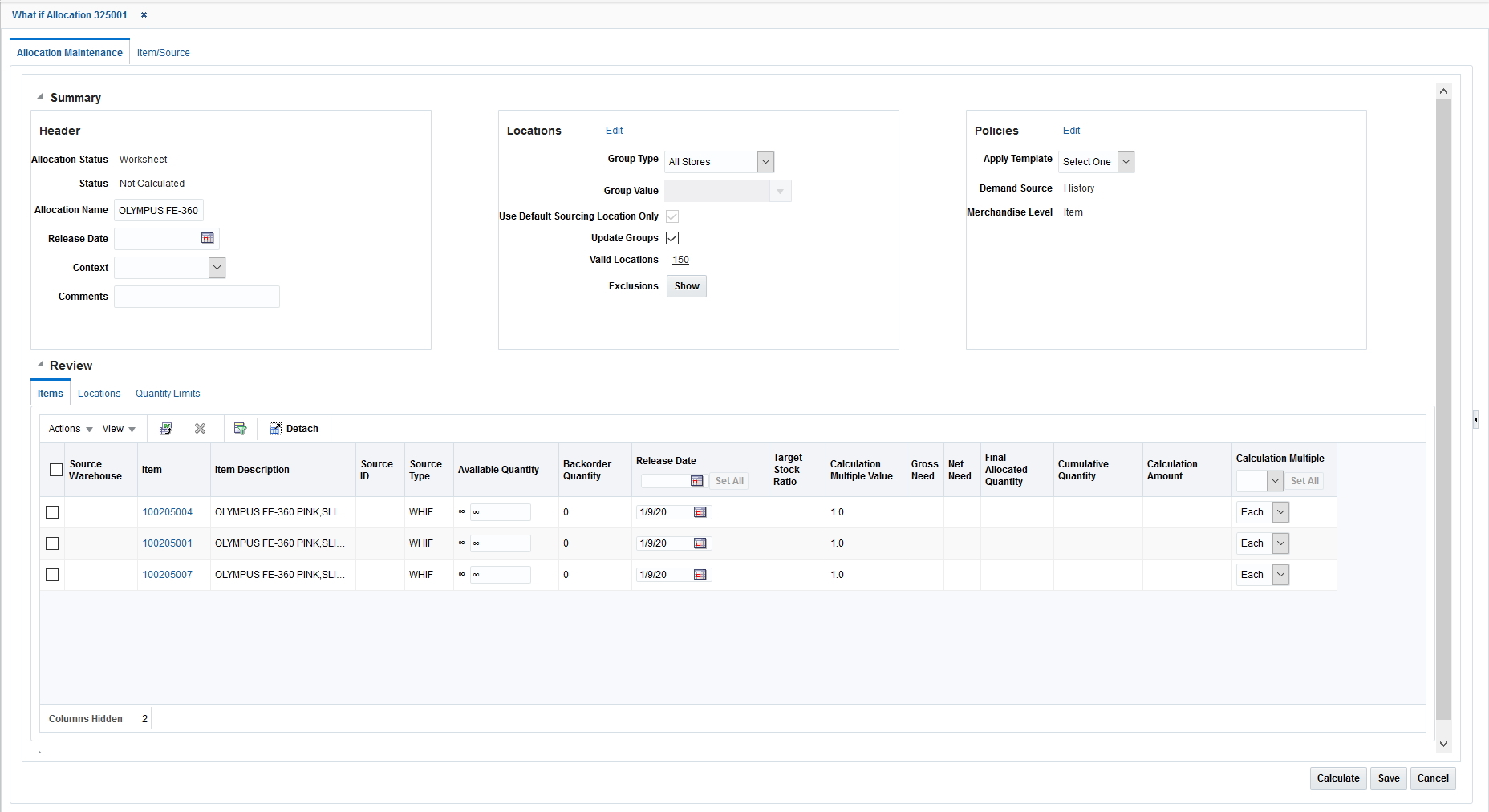Allocation Maintenance Window