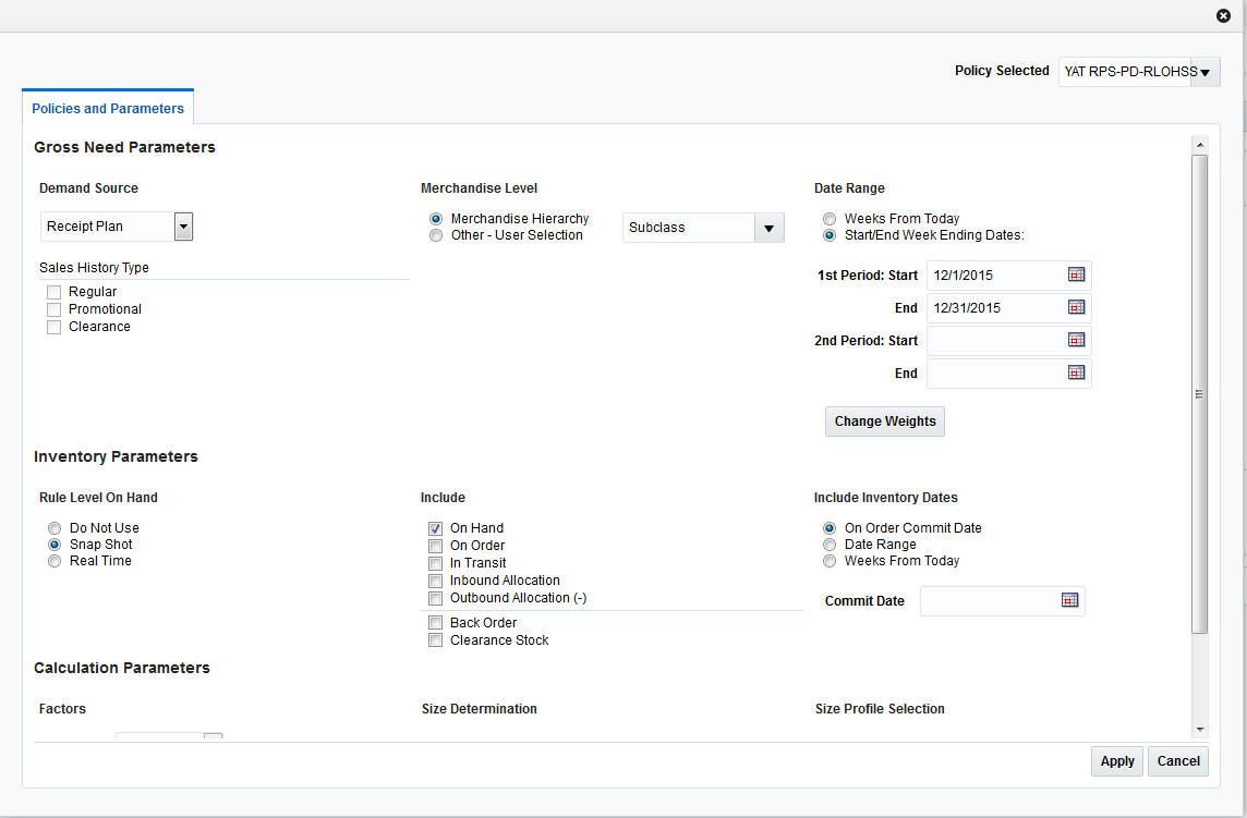Policies Window Policies Window