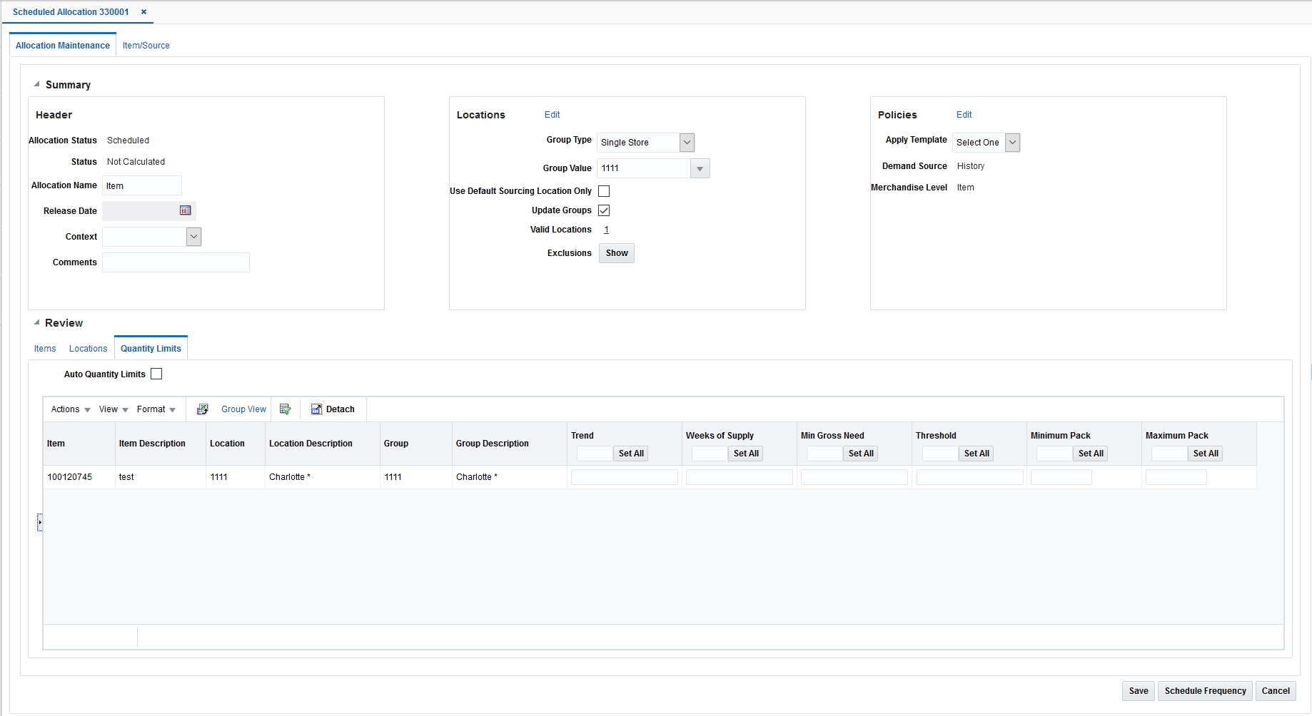 Allocation Maintenance Window