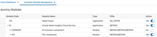 Customer Modules Management Tab