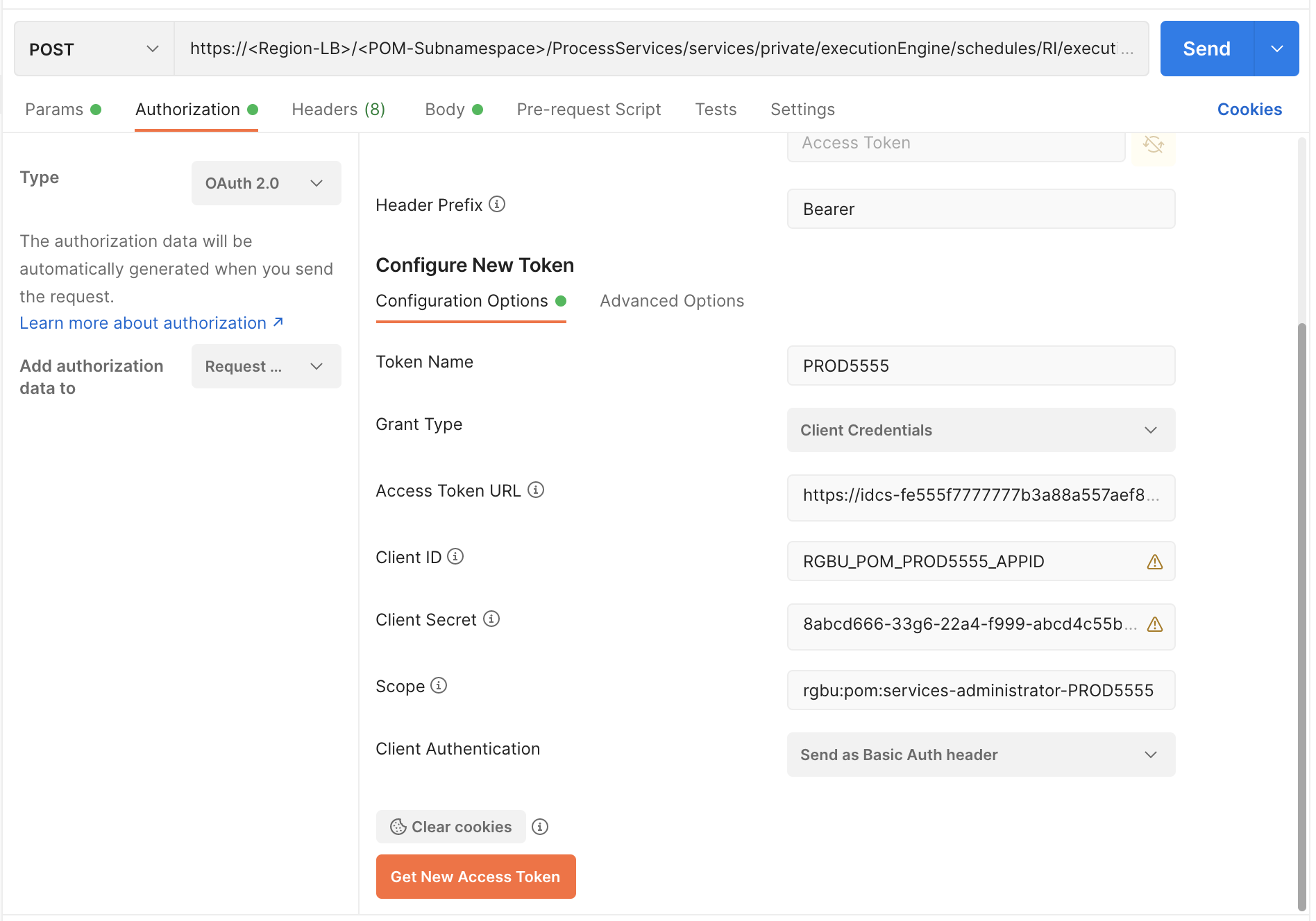 Postman Configure New Token