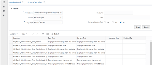 Resource Text Strings Screen