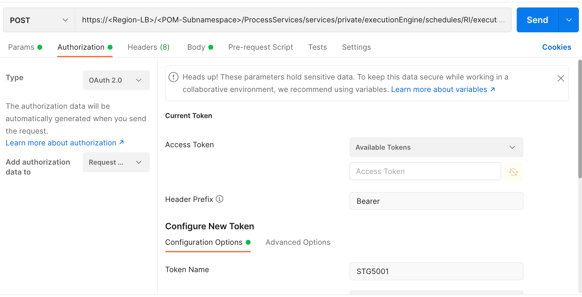 Postman Authorization Tab