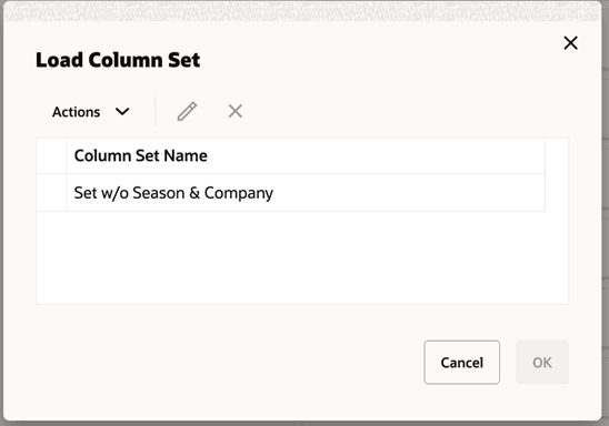 Load Column Set window