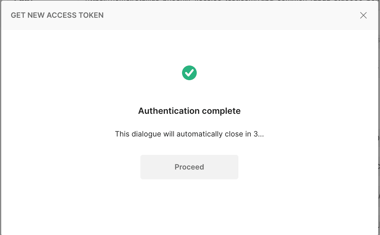 Postman Authentication Complete Window