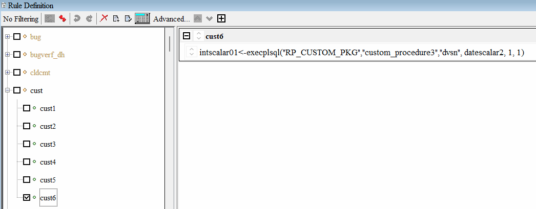 Rule Containing execplsql Rule Containing execplsql