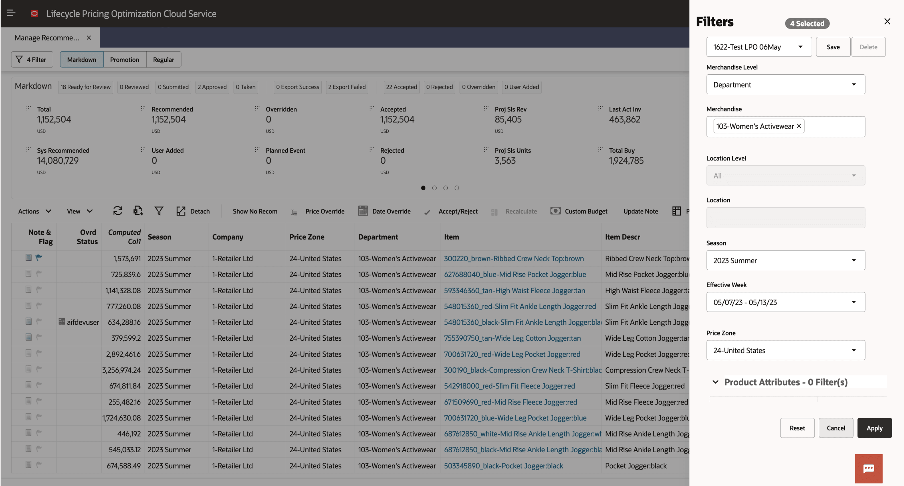 User Filter Panel on Screen User Filter Panel on Screen