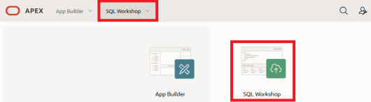APEX SQL Workshop Menu APEX SQL Workshop Menu
