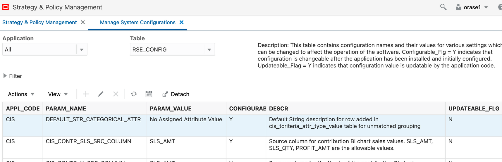 Manage System Configurations Tab