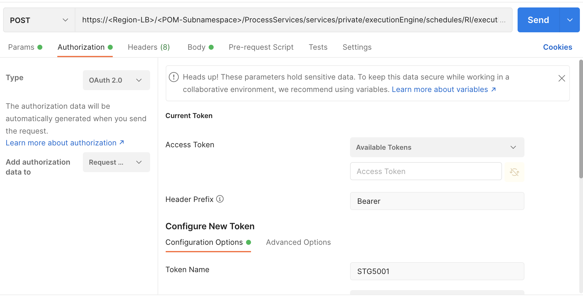 Postman Authorization Tab