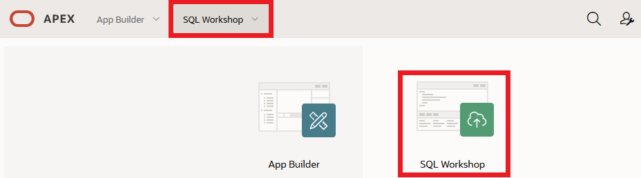 APEX SQL Workshop Menu APEX SQL Workshop Menu