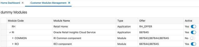 Customer Modules Management Tab