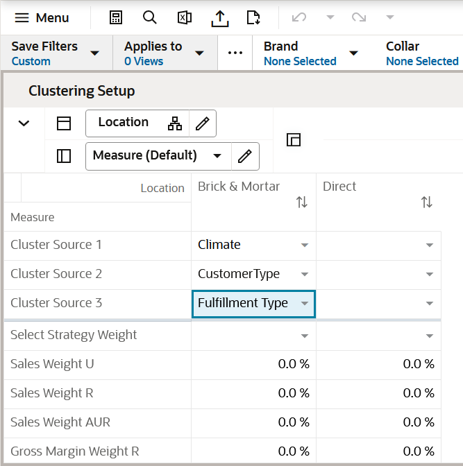 Clustering Setup View