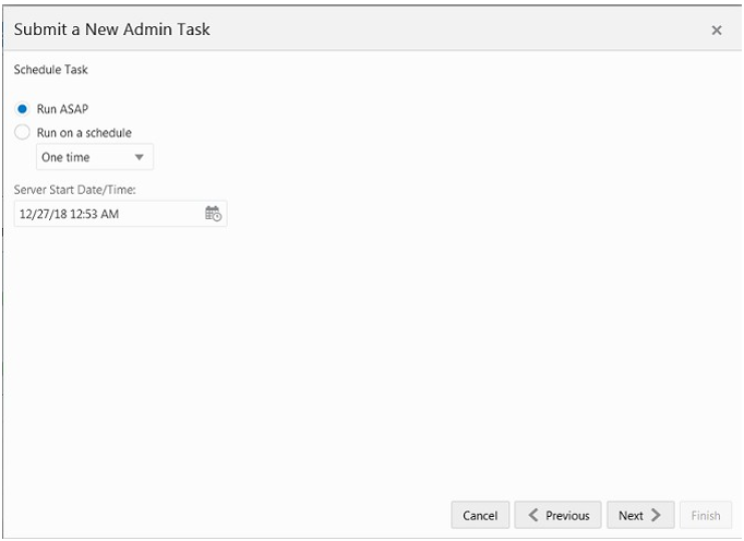 This figure shows the Schedule Task screen. This figure shows the Schedule Task screen.
