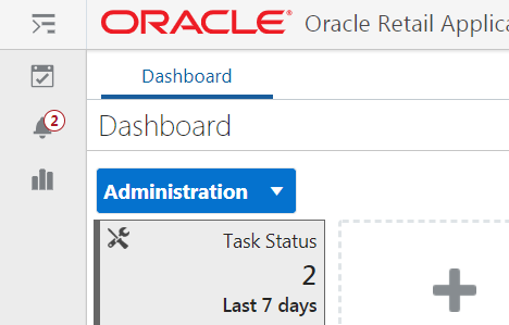 This figure shows the location of the Administration Dashboard selection.